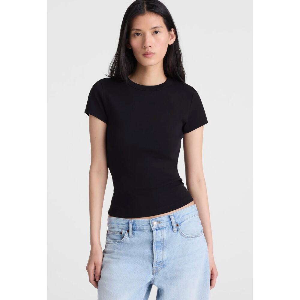 Madewell | NWT 90s Crewneck‎ Tee Black Compact Cotton Fitted Tee | Sz M